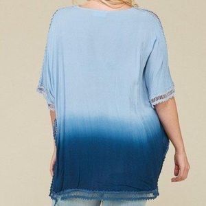 Swim - Plus Size Cover-Up Tunic Top - Ombre Dip-Dye Blue Swim - Plus Size Cover-Up Tunic Top - Ombre Dip-Dye Blue